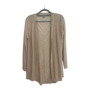 Knox Rose Lightweight Beige Cardigan Open Knit Back Size Medium